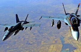 Cazas estadounidenses F-18E Super Hornet en una imagen de archivo.