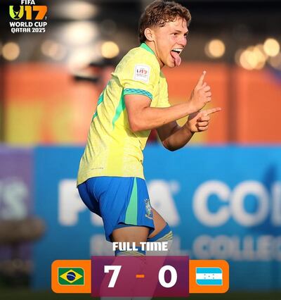 Dell, delantero de la selección de Brasil, aportó con dos goles.