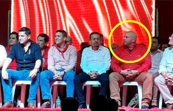 Ricardo Luis Morra Gadea, detenido en el marco del operativo Dakovo que investiga red internacional de tráfico de armas, a metros del presidente de la República, Santiago Peña, en época de Campaña.