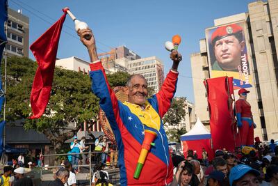 Partidarios del presidente venezolano Nicolás Maduro en Caracas, el lunes.