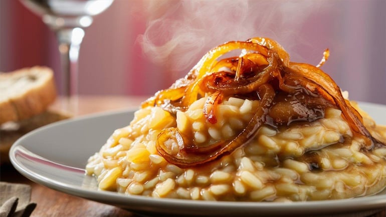 Risotto de cebolla caramelizada