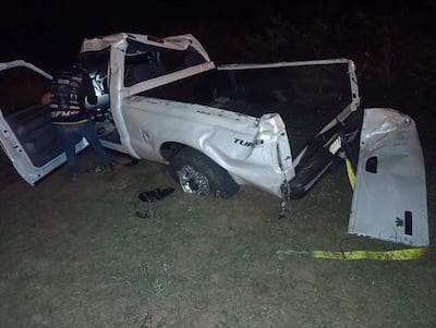 La camioneta involucrada en un accidente fatal en Amambay, quedó con severos daños.
