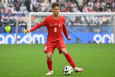 Turkey's forward #08 Arda Guler controls the ball during the UEFA Euro 2024 Group F football match between Turkey and Georgia at the BVB Stadion in Dortmund on June 18, 2024. (Photo by Alberto PIZZOLI / AFP)