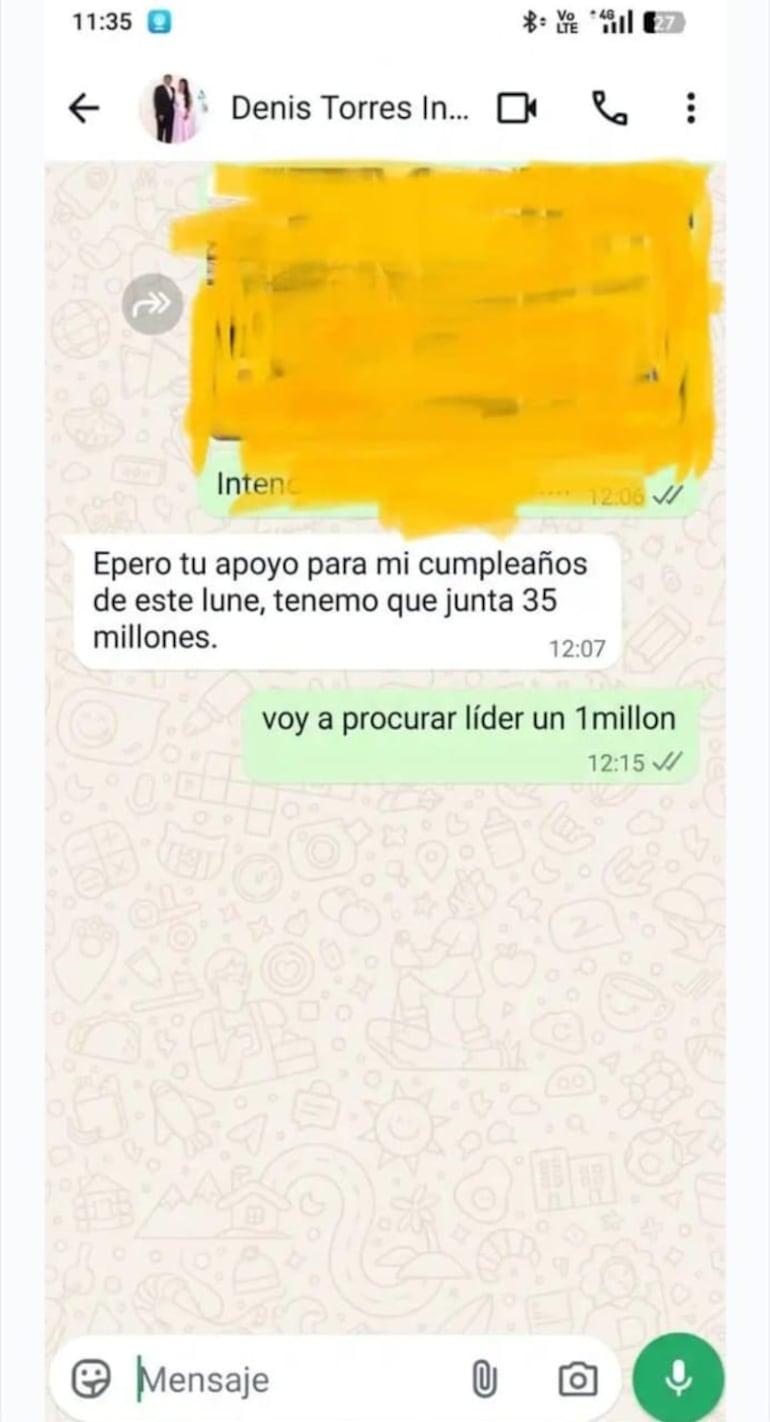 En esta captura de pantalla se puede observar como el intendente plantea una colaboración a un candidato.