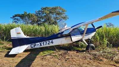 La avioneta boliviana que cayó en el cañaveral de la ciudad de Iturbe en junio del 2022.