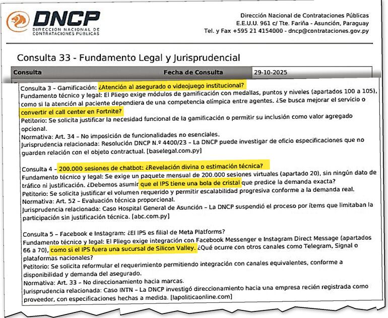 Oferentes realizaron varias consultas satíricas al llamado.