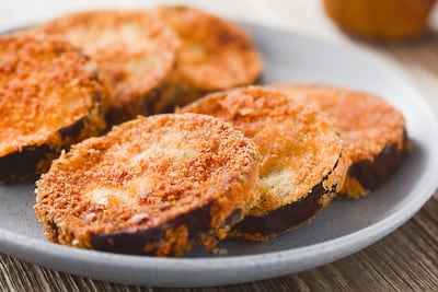 Milanesa de berenjena.