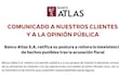 Comunicado del Banco Atlas S.A. con texto institucional sobre acusaciones fiscales, sin imágenes de personas.