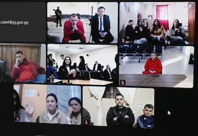 Miguel "Tío Rico" Insfrán, su hermano José "Pastor" Insfrán y los otros 16 acusados participan del juicio por medios telemáticos, desde sus lugares de reclusión.