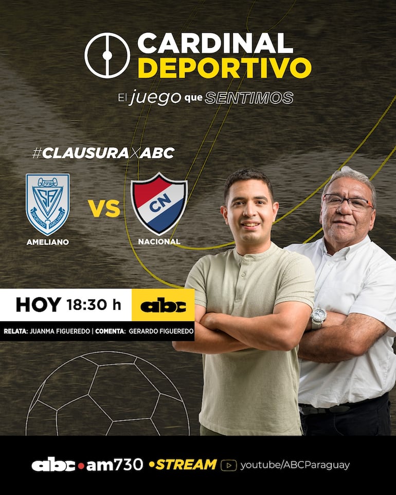 Sportivo Ameliano vs. Nacional, por ABC Cardinal 730 AM y ABC Paraguay en Youtube.