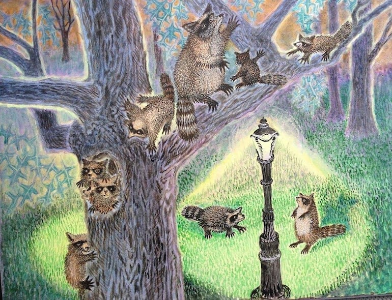 Mapaches del Central Park en un cuadro reciente de Francis Lee Rogers