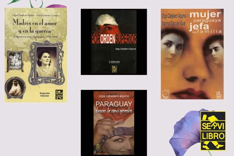 Algunos de los libros que publicó Olga Caballero Aquino.