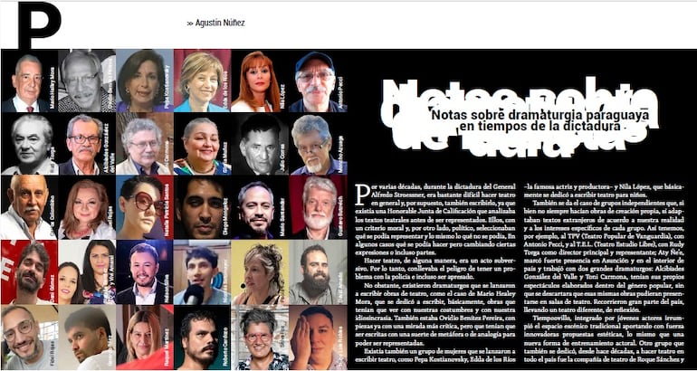 Portada de una de las notas que son parte de esta publicación, en la que destaca a los autores nacionales.