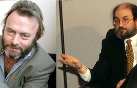 De izquierda a derecha, John Le Carré, Christopher Hitchens y Salman Rushdie.