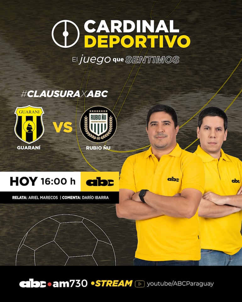 Guaraní vs. Rubio Ñu, por ABC Cardinal 730 AM y ABC Paraguay en Youtube.