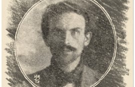 Mon Tzé: "Fantasma del anarquista Emilio Goltz", 2024 (dibujo basado en un recorte de la prensa argentina de 1915)