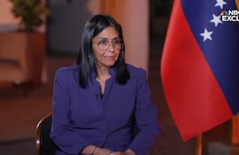 Captura de video cedida por NBC News que muestra a la presidenta encargada de Venezuela, Delcy Rodríguez, en Caracas (Venezuela).