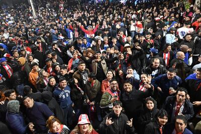 Multitudinaria celebración en el centro Asunción tras la clasificación de la Albirroja al Mundial de Fútbol luego de más de una década.