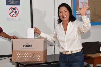 La candidata derechista Keiko Fujimori lidera los sondeos a boca de urna de las presidenciales de Perú. AFP