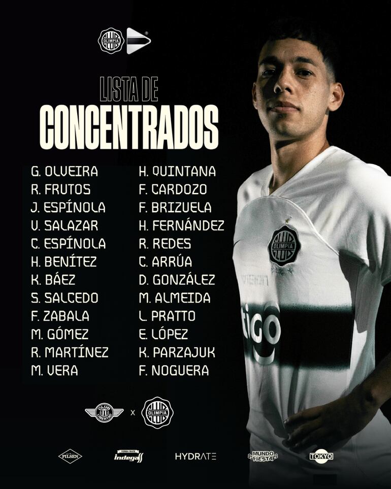 La nómina de convocados de Olimpia para enfrentar a Libertad por la jornada 11 del torneo Apertura 2024 del fútbol paraguayo.