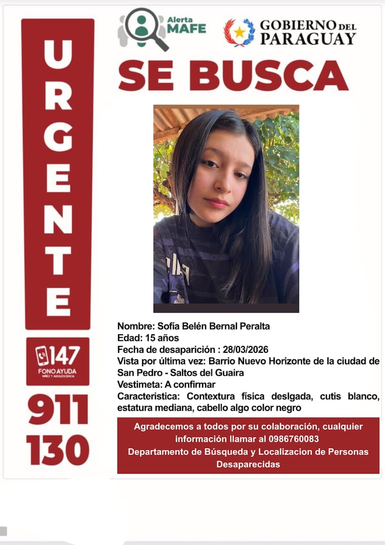 Sofía Bernal, adolescente desaparecida