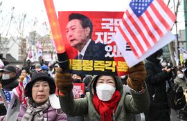 Manifestación en Seúl, a favor del presidente suspendido Yoon Suk Yeol.