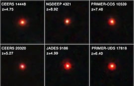 Pequeños puntos rojos (imagen de NIRCam).