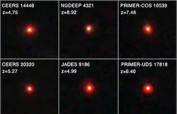 Pequeños puntos rojos (imagen de NIRCam).
