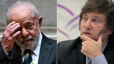 Los presidentes de Brasil, Luiz Inácio Lula da Silva; y de Argentina, Javier Milei.