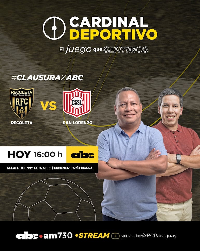 Recoleta FC vs. San Lorenzo, por ABC Cardinal 730 AM y ABC Paraguay en Youtube.