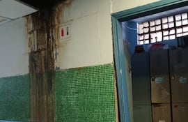 Así se ve el Hospital Central del IPS. Paredes llenas de moho, baños mugrientos y pasillos empapelados con cartón debido a la pérdida de agua.