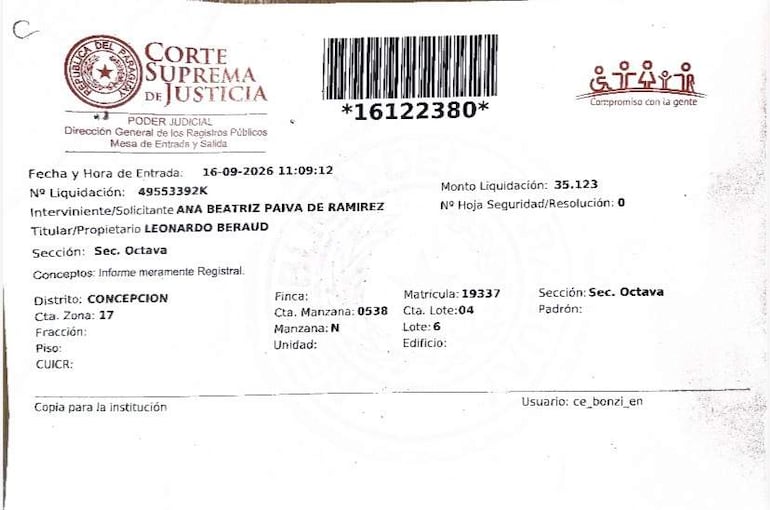 Documento oficial con texto claro sobre trámite judicial, sellos y logotipo del Poder Judicial, sin personas visibles.