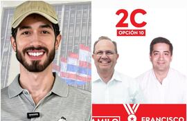 Rodrigo Franco Arriola "Bukele'i", candidato a intendente del PDC y su hermano Francisco Franco, precandidato a concejal de Honor Colorado.