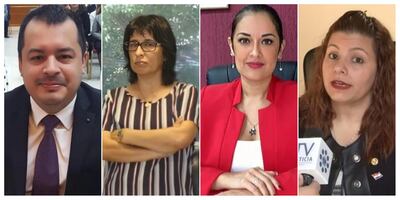 Los acusados: Víctor Nilo Rodríguez, ex juez de Paz de La Recoleta; Lilian de Bristot, ex jueza de Paz de San Roque; Analía Cibils, jueza de Paz de La Encarnación; y Nathalia Garcete, jueza de Paz de La Catedral, segundo turno.