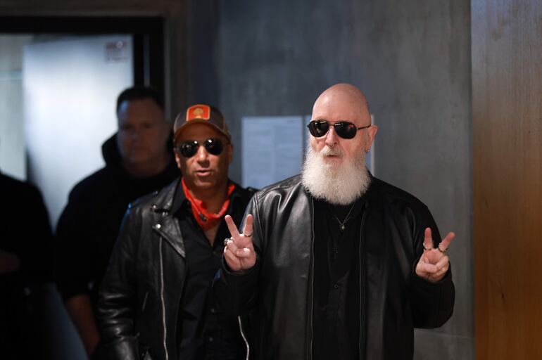 Rob Halford y Tom Morello llegando al photocall de la película en la Berlinale.