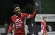 Iván Valdez, futbolista de Nacional, celebra un gol en el partido frente a Rubio Ñu por la fecha 10 del torneo Clausura 2026 de la Primera División de Paraguay en el estadio La Arboleda, en Asunción, Paraguay.