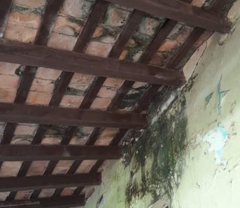 En estas condiciones se encuentran las paredes y el techo del santuario Dulce Nombre de Jesús.