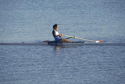 Nicole  ganó la eliminatoria de un par de remos cortos, Serie 1, y buscará el oro.