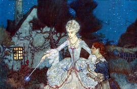 La Cenicienta y el Hada Madrina en un dibujo de Edmund Dulac, 1910