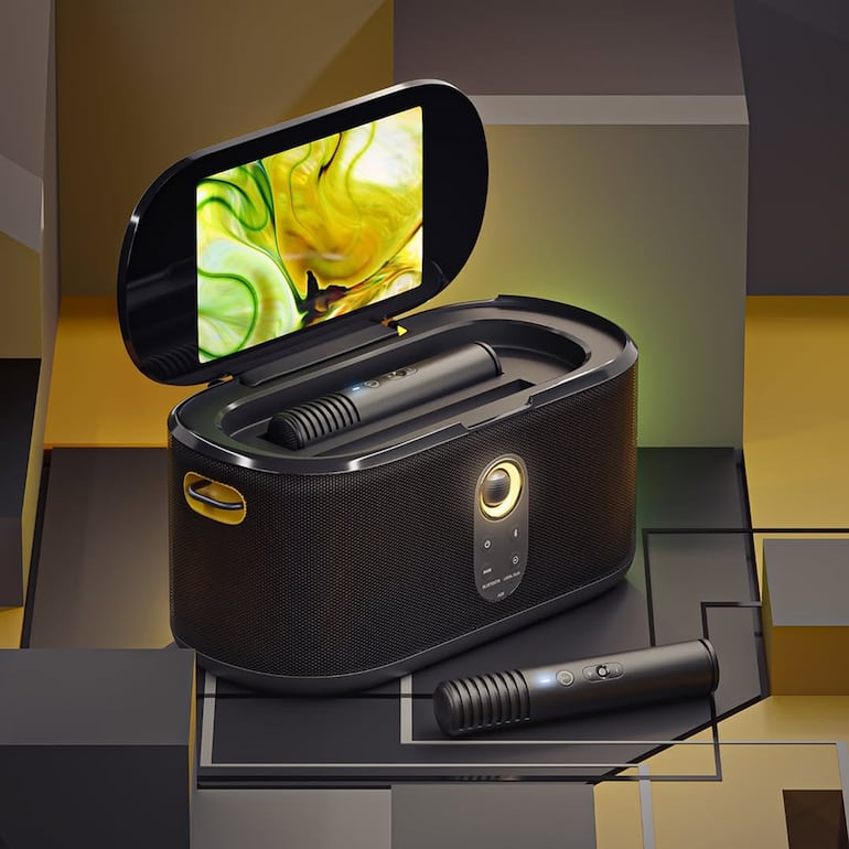 Parlantes con pantalla para karaoke JOOG Ikarao (modelo Shell y Break X2) están disponibles en Cellshop.
