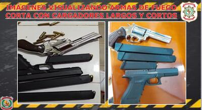 Armas de fuego supuestamente preparados para cometer los robos.