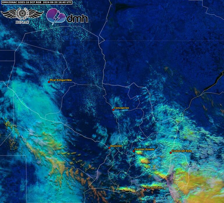 Núcleos de tormenta sobre el territorio nacional.
