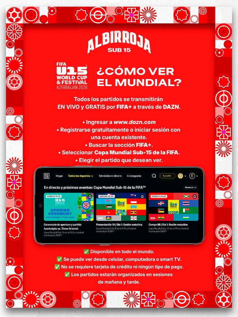 Los canales de Transmisión del Mundial Sub 15