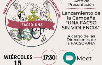 Afiche oficial del lanzamiento de la campaña "Una FACSO sin violencia"