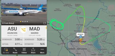 Avión con destino a Madrid retorna por segunda vez al Silvio Pettirossi