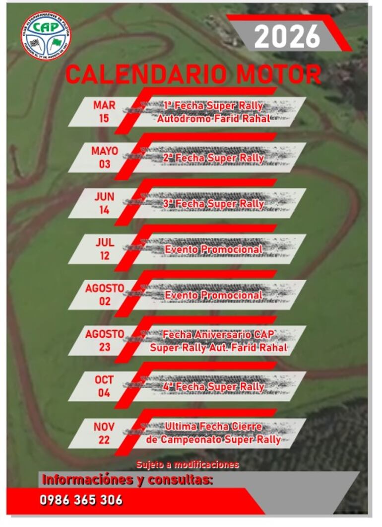 Calendario Super Rally del CAP 2026.