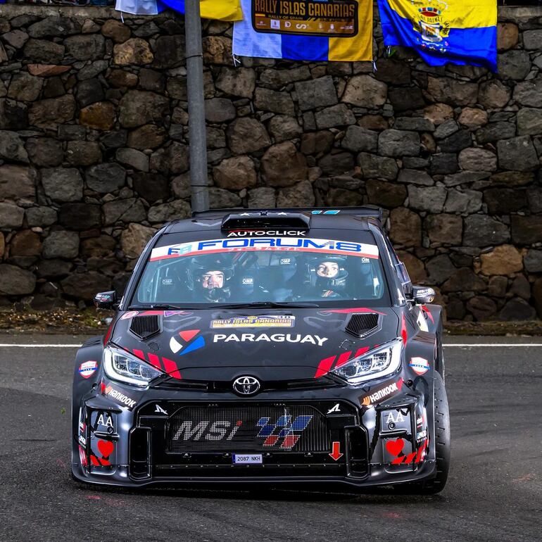 Andrea Lafarja y Germán Maune (Toyota GR Yaris Rally2), a pesar del percance de ayer, lograron cerrar el complicado Rally Islas Canarias.