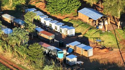 Vista aérea de la granja de criptomonedas intervenida en Saltos del Guairá