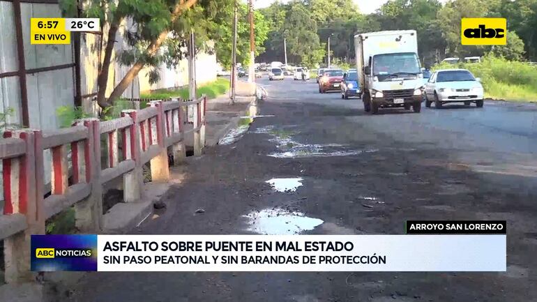 San Lorenzo: asfalto sobre puente en mal estado - ABC Noticias - ABC Color