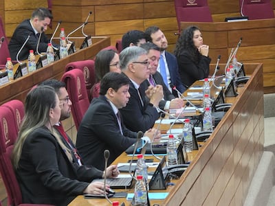 Representantes de la ANDE en la audiencia pública convocada por el diputado Raúl Benítez.